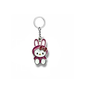 Tavşan Kostümlü Hello Kitty Figürlü Mor Anahtarlık – Sevimli Sanrio Karakter Aksesuarı