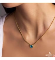 Goldium 14 Ayar Altın Nazar Göz Kolye (Sarı)