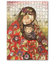 Cakapuzzle Desenli Çiçekli Elbisesiyle Kadın ve Çocuğu Puzzle Yapboz MDF (Ahşap) (120 Parça)