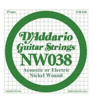 D'Addario NW038 Nickel Wound Elektro ve Akustik Gitar Tek Teli - .038 (Aksesuar)  Yüksek Karbon Çelik Öz, Dengeli Gerilim, Sıcak Ton Karakteri ve Üstün Akort Kararlılığı