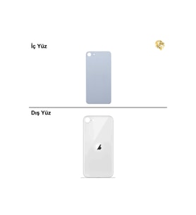 iPhone SE 2020 Beyaz Renk Arka Kapak Arka Cam Batarya Kapağı Lazer Kesim Kapak Pil Kapağı