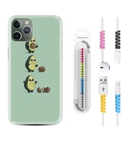 Apple iPhone 11 12 13 14 Pro Max Kılıf Kablo Koruma Spiral Silikon Avokadolar1352