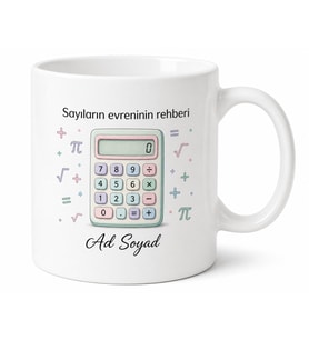 İsimli Hesap Makinesi Desenli Matematik Öğretmeni Kupası Hediye Bardak