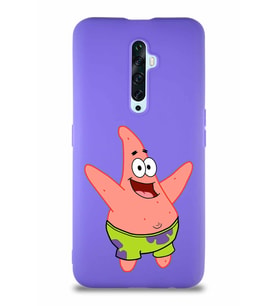 Oppo Reno 2Z Soft Premier Kapak Patrick Yıldız Tasarımlı Silikon Kılıf - Mor (Şeffaf)