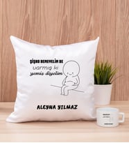 Kişiye Özel Varmış Ki Yemiş Diyelim Esprili Kare Yastık ve Fincan