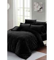 Lastikli Çarşaflı %100 Pamuk Saten Çift Kişilik Nevresim Takımı Starly Night