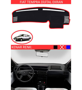 Fiat Tempra Dijital Ekran Için Uygun Torpido Koruma Halısı Siyah Kenar Renk Kırmızı