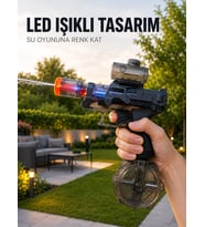 Şarjlı Otomatik Su Tabancası 8-12 Metre Menzilli Led Işıklı Büyük Su Hazneli