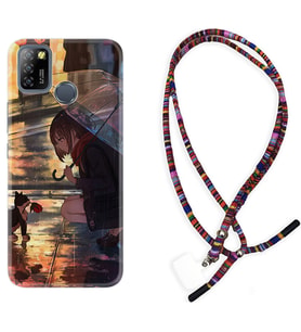 INFINIX Smart 4 5 6 Zero 8 S5 Pro Kılıf Boyun Asklı Rasta Silikon Kız ve Kedi 1762