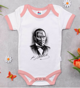 BK Kids Atatürk Temalı Pembe Bebek Body Zıbın-14