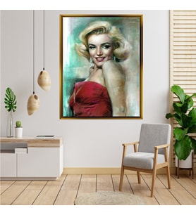 Tablore Pop Art Marilyn Monroe Kırmızı Elbiseli Çerçeveli Kanvas Tablo Modern Salon Dekoru