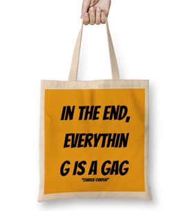 Charlie Chaplin Quotes Art Gift - Vintage Retro Style Bez Çanta Uzun Saplı