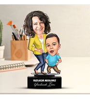 Kişiye Özel Harika Anne ve Oğlu Karikatürlü Biblo