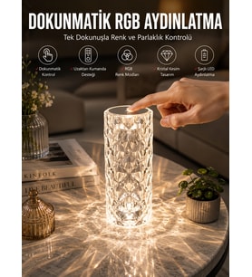 Dokunmatik Kristal Gece Lambası Hediyelik