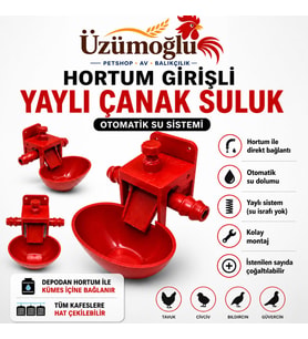 1 ADET Hortum Girişli Yaylı Çanak Suluk CİVCİV TAVUK KAZ ÖRDEK BILDIRCIN GÜVERCİN OTOMATİK SULUK