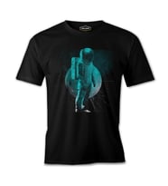 Uzay - Astronot Gezegen Explotion Siyah Erkek Tshirt