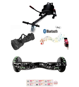 Elektrikli Kaykay Scooter Akıllı Denge Hoverboard + HoverKart + Çanta FULL LEDLİ EXTREM PAKET D02