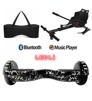 Elektrikli Kaykay Scooter Akıllı Denge Hoverboard + HoverKart + Çanta FULL LEDLİ EXTREM PAKET D02