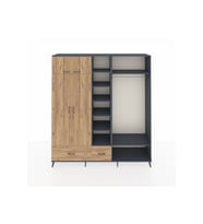 Hyperion Gardrop 12 Raflı 2 Çekmeceli 2 Askılı 220x44x243 Antrasit-Çam/Çam
