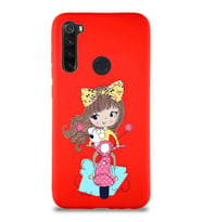 Xiaomi Redmi Note 8 Soft Premier Kapak Vespagirl Tasarımlı Silikon Kılıf - Kırmızı (Şeffaf)