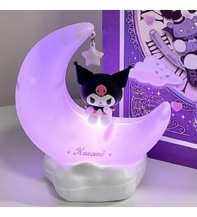 Ay Üzerinde Uyuyan Kuromi Şarjlı Mini Gece Lambası