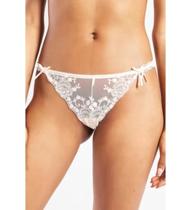 Giyim Golshan Giselle Mini String, Kadın Güpürlü Saten Ekru String Külot