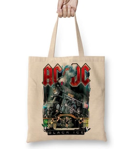 Ac Dc Black İce Bez Çanta Uzun Saplı