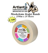 Maskeleme Bandı Kağıt Bant 25 mm 25 Metre 6 Adet Boya Bantı Maskeleme Kağıt Bant Duvar Yağlı Boya Badana