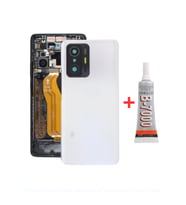 Xiaomi Mi 11T - Mi 11T Pro Arka Kapak - Arka Pil Batarya Kapağı Kamera Lensli + B7000 Yapıştırcı - 2107113SG Uyumlu (Beyaz)