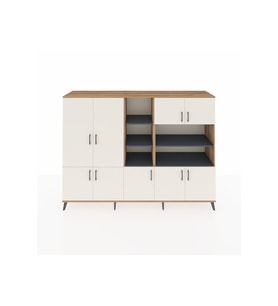Hyperion Dolap 14 Raflı 9 Kapaklı 220x44x163 Çam-Aytaşı/Antrasit