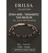 Sertifikalı Terahertz Siyah Akik Taşı Bileklik - Güç Cesaret Odak Denge Doğal Taş (Çok Renkli)