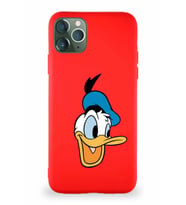 Apple iPhone 11 Pro Max Soft Premier Kapak Donald Duck-A Tasarımlı Silikon Kılıf - Kırmızı (Şeffaf)