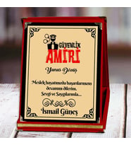 Güvenlik Amiri Baskılı Plaket (1. Tasarım)  Kişiye Özel (Kırmızı)