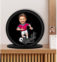 Kişiye Özel Karikatürlü Futbolcu Bordo - Mavi Ahşap Plak - Biblo