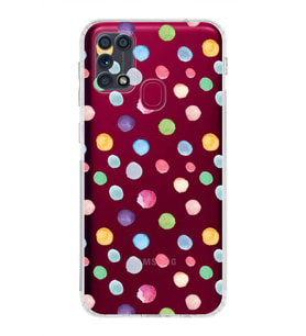 PrintiFy Samsung Galaxy M31 ile Uyumlu Water Color 6  Kamera Korumalı Şeffaf  Kılıf