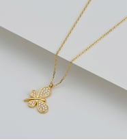 Saklı Takı 925 ayar Gümüş Kelebek Model Kolye(Gold)