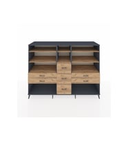 Kronos Dolap 8 Raflı 7 Çekmeceli  220x59x163 Antrasit-Çam