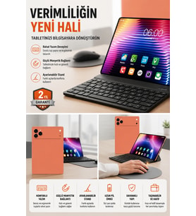Şık Tasarımlı Tablet Klavye Kılıfı Kalem ve Ekran Koruyucu Hediyeli