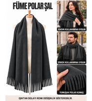 Unisex Polar Şal, Kadın ve Erkek Kışlık Püsküllü Yumuşak Polar Kumaş Şal