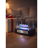Kişiye İsme Özel RGB Led  Işıklı Newton Denge Topu – Renkli Şeffaf Denge , Pilli Dekoratif Hediye