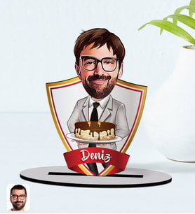 BK Gift Kişiye Özel İsimli Erkek Doğum Günü Karikatürlü Ahşap Biblo Model-4