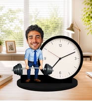 Kişiye Özel Karikatürlü Fitness Temalı Biblo Masa Saati – Sporcuya Özel Fotoğraflı Hediye
