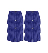 Erkek 6'lı Premium Paket Penye Düğmeli Rahat Boxer (Lacivert)