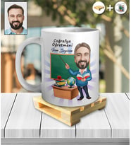 Kişiye Özel İsimli Öğretmen Meslek Beyaz Kupa ve Ahşap Palet Altlığı Hediyeli Kupa Bardak oh1025