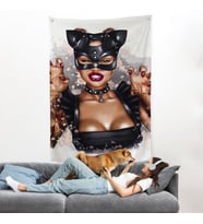 Seksi Kedi Kadın Duvar Örtüsü-7854