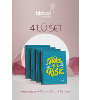 Tibbon Motto Midi Defter Spiralli 4'lü Set Risk