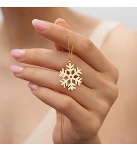 Kişiye Özel 925 Ayar Gümüş Minimal Kar Tanesi Kolye (Gold)
