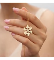 Kişiye Özel 925 Ayar Gümüş Minimal Kar Tanesi Kolye (Gold)