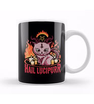 Cute & Funny Satanic Hail Lucipurr Rainbow Goth Kitten Kupa Bardak Porselen