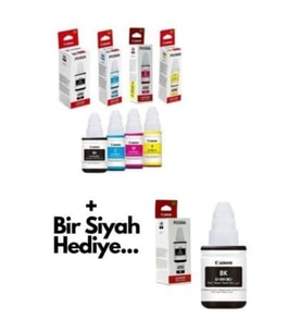 Pixma G2411 Siyah Sarı Mavi Kırmızı 4 Renk Orjinal Mürekkep Takımı 1 Siyah Hediye